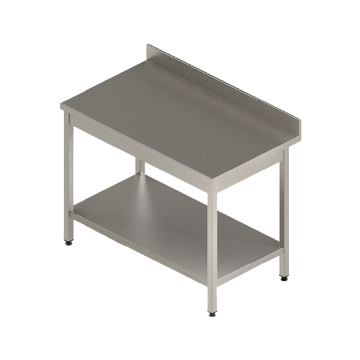 Table  inox a dosseret inox 304l avec etagere basse